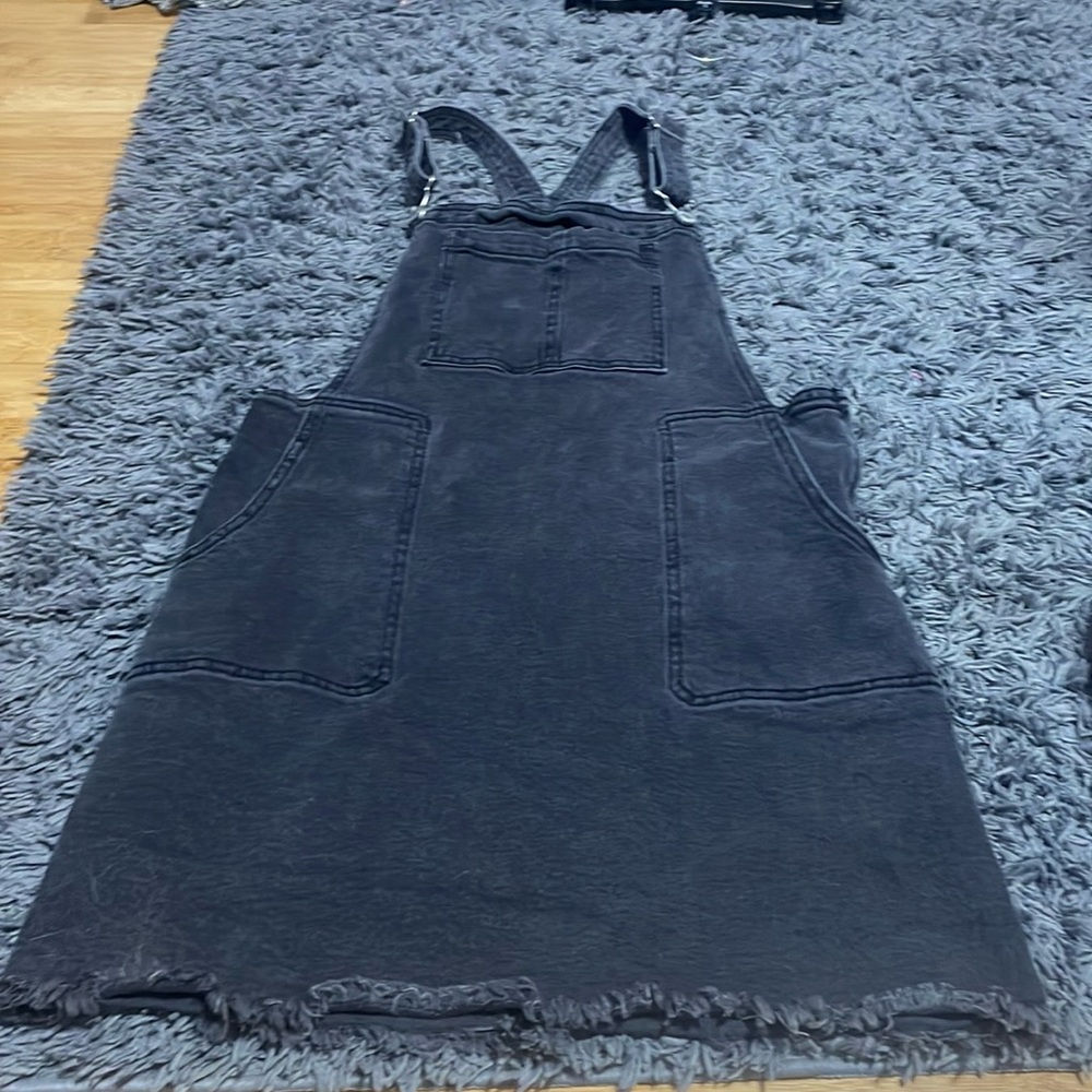 black overall dress
